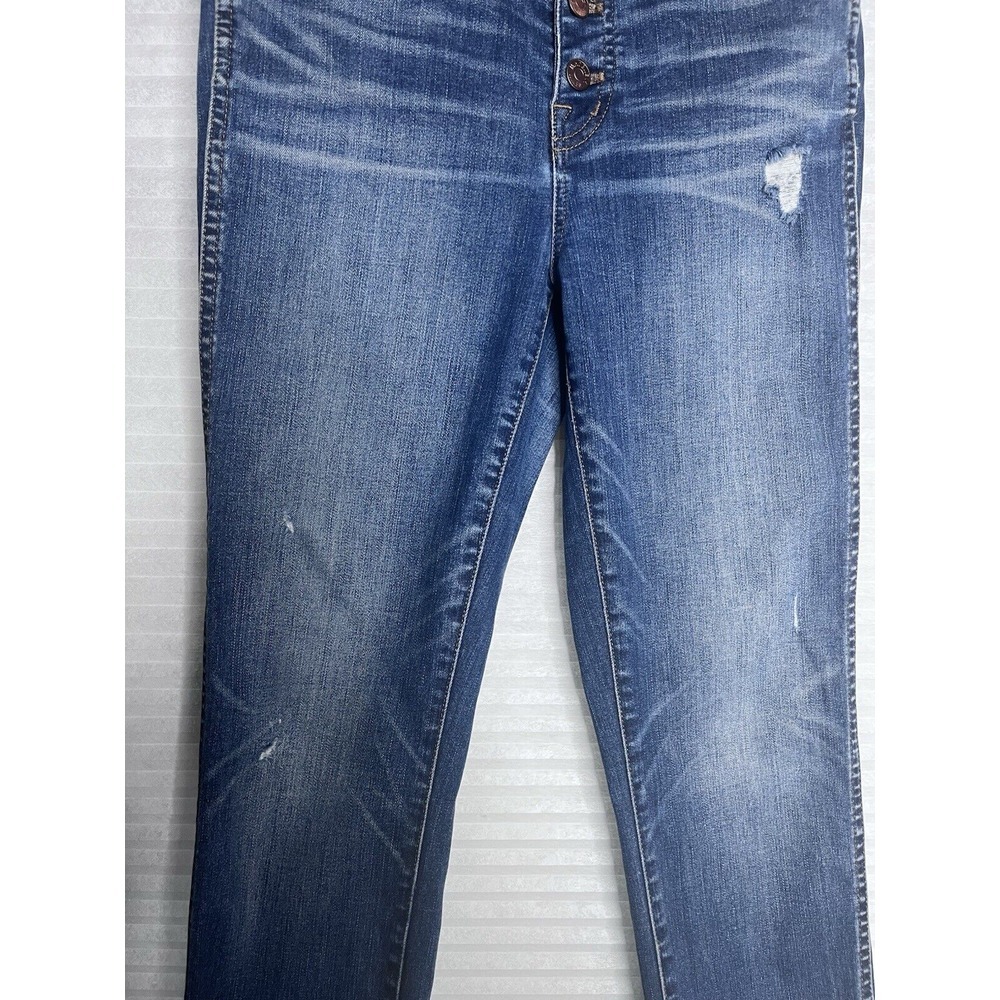 Madewell Womens Dark Jeans Size 27, 10" High Rise Skinny Raw Hem Button Fly - Picture 10 of 16